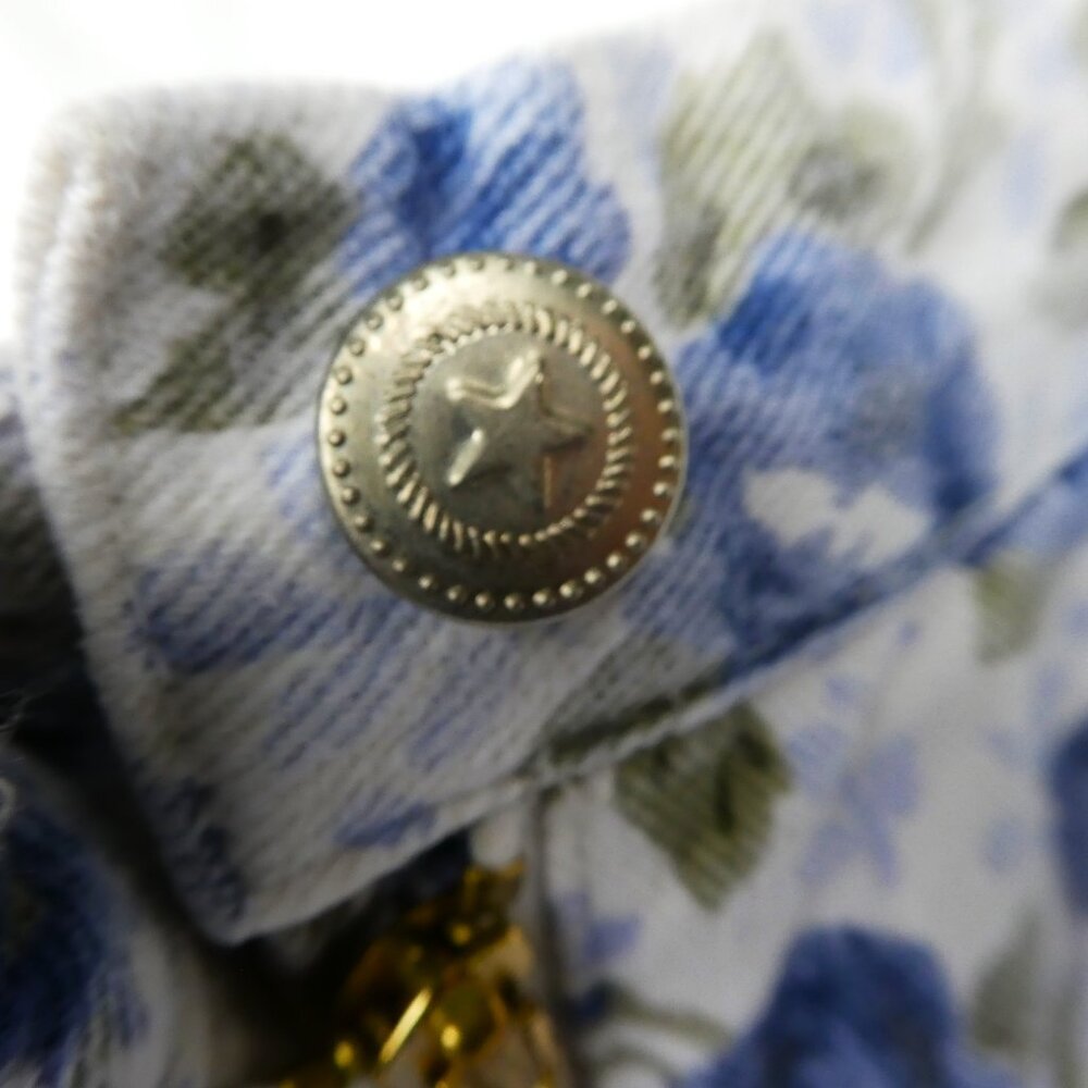 25x9 Vintage Erika Floral Denim Bermuda Shorts High Waist YKK Zip Fly Pockets - Picture 5 of 8